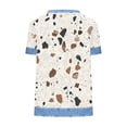 thumbnail image 4 of Tops de Manga Corta para las Mujeres Encaje Suelto Cuello Redondo Casual Color Sólido Blusa Camiseta Tops Sueltos, 4 of 5