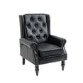 thumbnail image 4 of Triple Tree Wingback Accent Chair, Button Tufted PU Leather with Rivet Trim, Black, 4 of 7