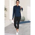 thumbnail image 4 of Cadmus Women's Workout Long Sleeve shirts Sun Protection Dry Fit Athletic Running Tops Hooded with Thumb Hole,Navy,Medium, 4 of 5