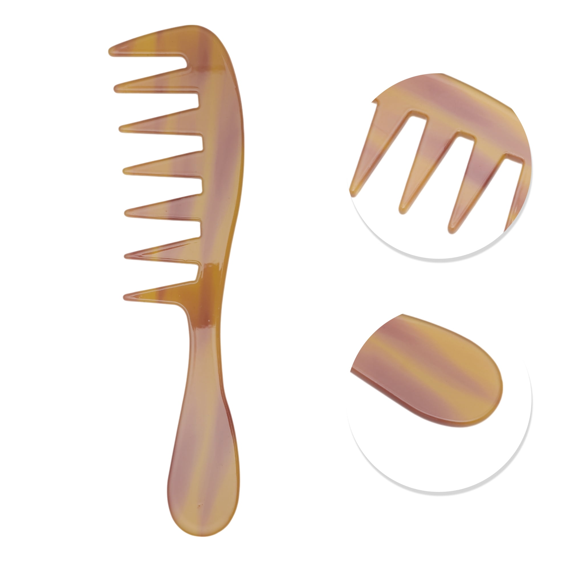 Unique Bargains 1 Pc Long Handle Wide Tooth Comb for All Hair Types Care Coffee Color