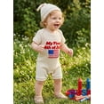 thumbnail image 5 of Cenuakty Baby 3M 6M 12M Boy Independence Day Jumpsuit Short Sleeve Round Neck Letter Flag Embroidery Romper with Hat, 5 of 9