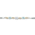 thumbnail image 2 of Gem Stone King 925 Silver and 10K Yellow Gold White Moissanite and Sky Blue Topaz and White Lab Grown Diamond Bracelet for Women (1.96 Cttw, Gemstone, Oval, Wheat Chain, 7 inches), 2 of 5