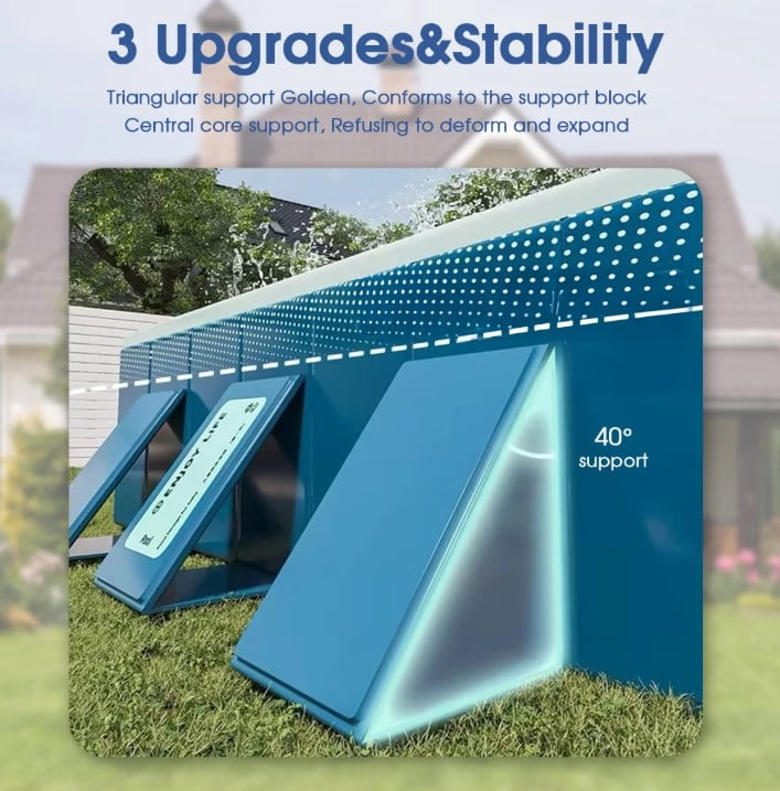 LHUAI Foldable Non-Inflatable Family Outdoor Swimming Pool, Rectangular Above Ground Pools For Backyard, Navy Blue, 113" x 66" x 20"