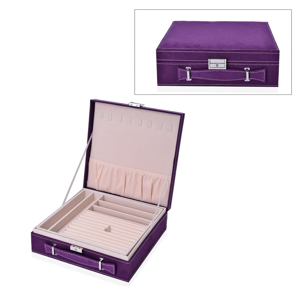 Shop LC Velvet Briefcase Style 2 Tier Trinket Jewelry Organizer Box