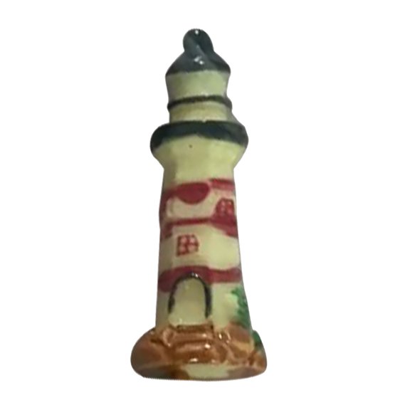 RZDLIZJ 1Pcs Lighthouse Decor, Miniature Lighthouse Decorative Nautical Theme Handmade Lighthouse Ornament for Home Decor, Photo Props, Ocean Theme Party，Mini Red Edge Light Micro Landscape Ornament