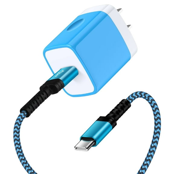 Charging Block,AILKIN QC 3.0 USB Phone Charger Block for Android with Type C Usb C Charging Cables 6ft USB Wall Charger Adapter Plug for Type C Fast Charging,Blue