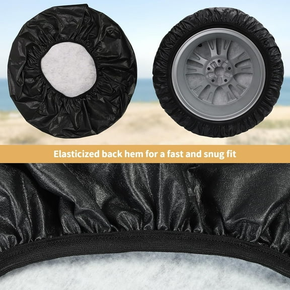 27"-30" Spare Tire Cover Universal Fit for Trailer, RV, Car, Truck, SUV, Jeep, Camper Wheel, Waterproof Dustproof Thickening Leather, Black