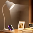 thumbnail image 4 of Lámpara de escritorio LED con puerto de carga USB, 3 modos de color, regulable, cuello flexible, cable de extensión de 59 pulgadas, color blanco, para estudio, trabajo, mesita de noche., 4 of 9