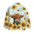 thumbnail image 5 of Uorisanigo Girls Half Zip Collar Sweatshirts Oversized Half Zipper Crop Tops Long Sleeve Cropped Pullover Hoodies for Teen Girl Fashion Fall Winter Clothing, Baby Highland Cow Sunflower, 5 of 7