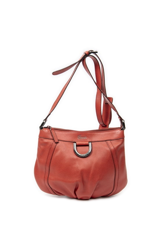 Pre-Owned Gucci Red Small D-Ring Messenger Shoulder Bag Grained Calfskin Leather