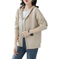 thumbnail image 3 of Women'S Full Zip Up Hoodies Soft Knit Sweaters Drawstring Long Sleeve Casual Trendy Cardigan Color One Size, 3 of 9