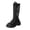 Black, variant on Womens Mid Calf Combat Boots Round Toe Platform Lug Sole Faux Leather Rhinestone Embroidery Lace Up Punk Fashion Boots Black Size US5.5