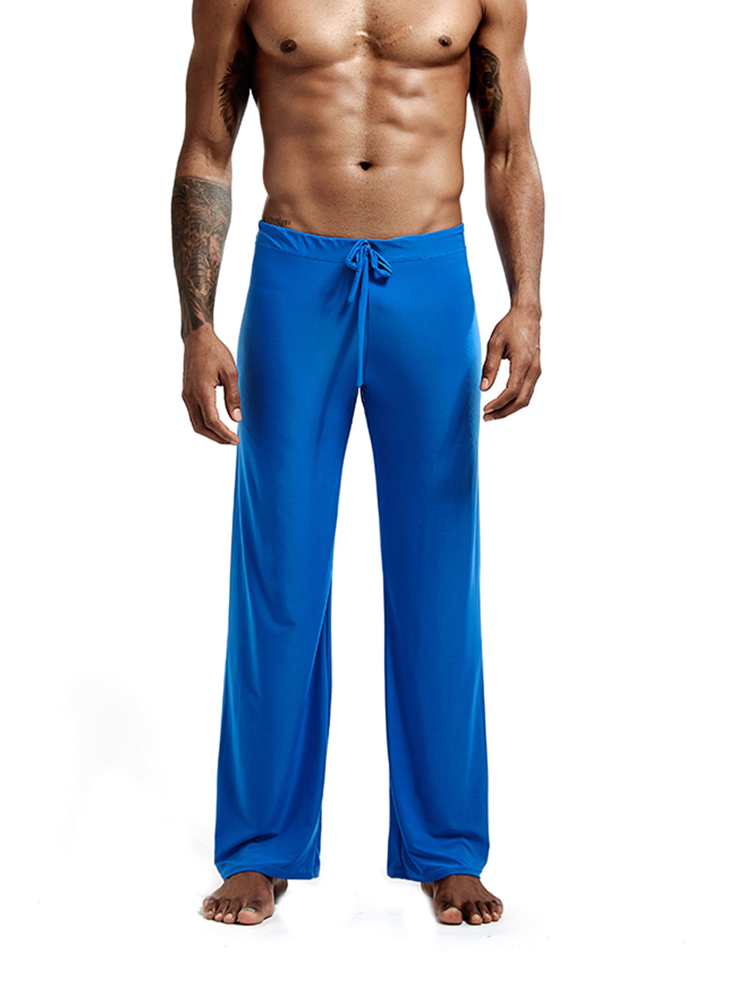 ZAXARRA Men's Smooth Long Loose Pants Casual Sleepwear Sweat Trouser ...