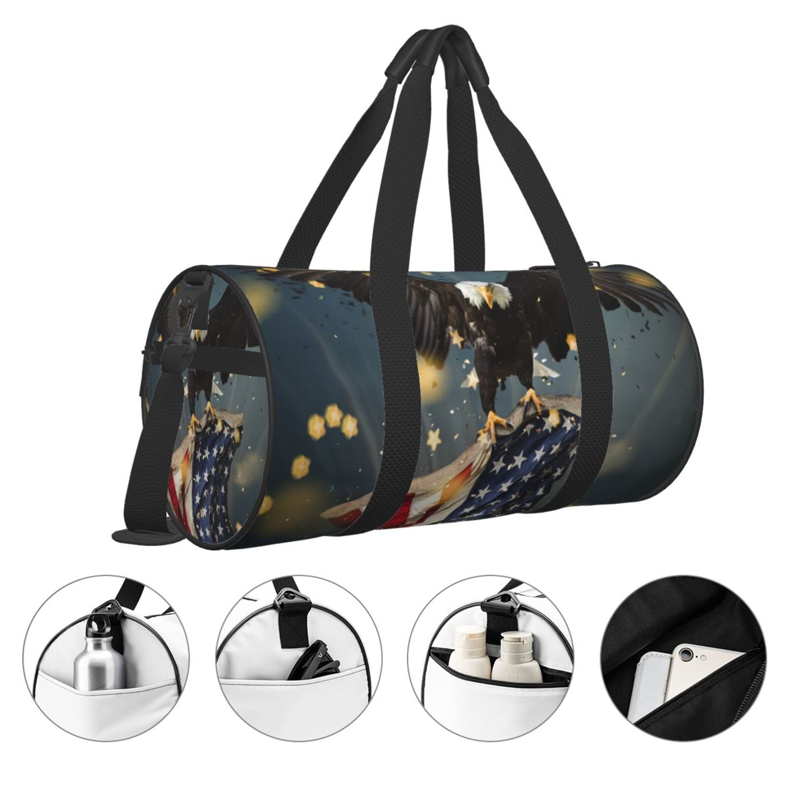 Defioc North American Bald Eagle1 for Travel Duffle Bag,Weekender Bag Carry On Tote Bags Hospital Bag Large Capacity Sport Gym Bag for Men Women Fit for Trave, Gym,Weekend