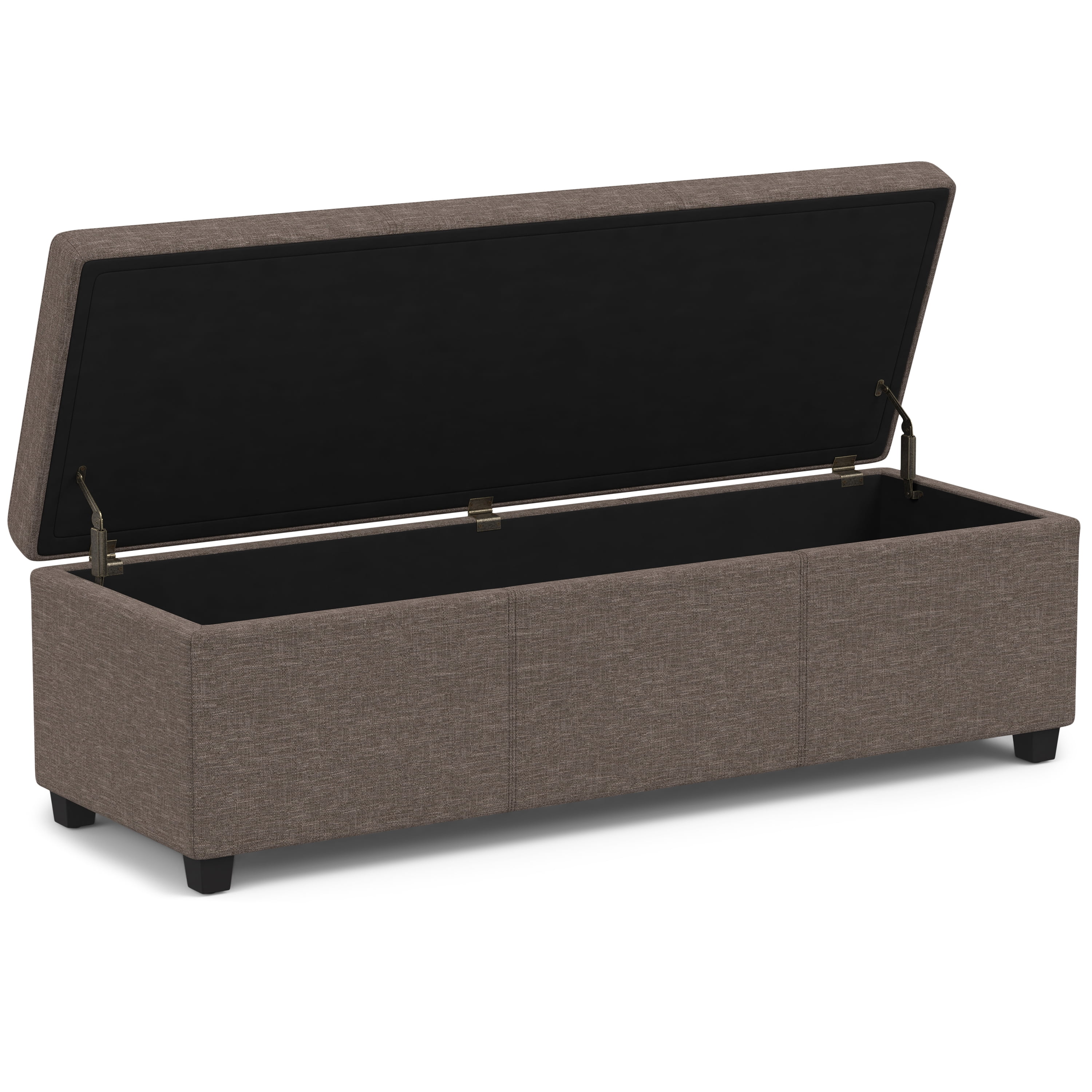 Avalon 54 inch Wide Contemporary Extra Large Storage Ottoman Bench in Fawn Brown Polyester Linen Fabric
