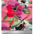 thumbnail image 1 of Soimoi Rayon Fabric Leaves & Poppy Flower Print Fabric by the Yard 56 Inch Wide, 1 of 1