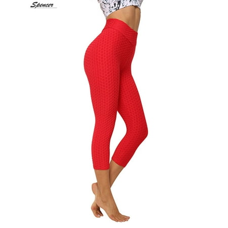Spencer Womens Sport Leggings High Waist Yoga Pants Capri Trousers Tummy Control Workout Fitness Stretch Slimming Pants (Best Slimming Yoga Pants)