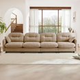 thumbnail image 3 of 140" Oversized Chenille Modular Sectional Sofa with High-Density Foam Cushion and Tufted Pleated Cushion Backrest, Upholstered Modern 4-Seater Cloud Couch with 2 Pillow, for Living Room, Camel, 3 of 7