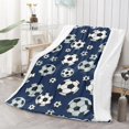 thumbnail image 2 of Soccer and Dot Blue Pattern Soft Sherpa Fleece Throw Blanket, Warm Cozy Plush Blanket for Sofa Bed Couch, All Season, 60"x80", 2 of 5