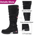 thumbnail image 5 of Love Steetly Women's Extra Wide Calf Knee High Boots, Slouchy Ruched Tall Boots, Harness Buckle Strap, Chunky Lug Sole Block Heel Side Zipper Boots., 5 of 8