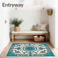 thumbnail image 3 of ODIKA 6'x9' Machine Washable Non-Slip Area Rug, Exotic Leopard Spot Medallion with Ornate Botanical Flourishes High Traffic Rug, Turquoise, 661134, 3 of 7