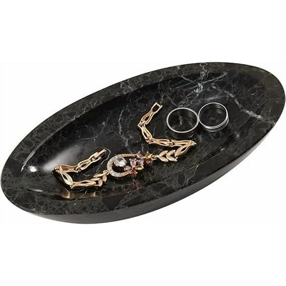 Radicaln Black Marble Jewelry Tray 7 inch – Luxury Handmade Organizer for Rings, Earrings & Perfume | Elegant Trinket Dish for Modern Vanity, Desk & Room Décor