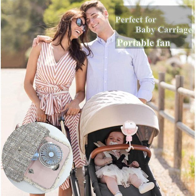 Clip de ventilador de cochecito portátil para bebé, ventilador recargable USB de mano_(costbuy) #yg