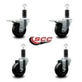 thumbnail image 2 of 3.5 Inch Hard Rubber Swivel 1-1/4 Inch Expand Stem Caster Set 2 Brakes, 2 of 2