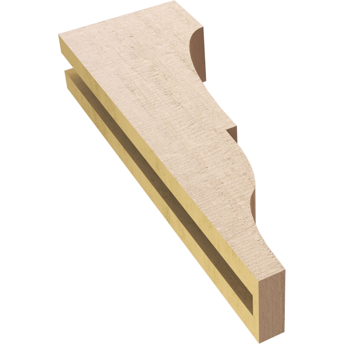 3"W x 6"D x 18"H Thin Asheboro Rough Cedar Woodgrain TimberThane Corbel, Primed Tan