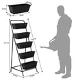 thumbnail image 2 of Outdoor 5-Tier Planter Rack with Drainage Holes and Removable Tray Brick Black Metal, 2 of 6