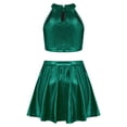 thumbnail image 4 of Miutii Girls 2 Piece Dance Outfits Shiny Skirt And Top Set Cheer Outfit for Stage Performance Hip-hop Green 6-10, 4 of 5