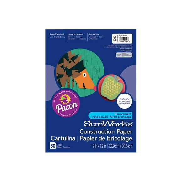 SunWorks - Papier - - 50 Feuilles - Brun Clair - Bois Moulu