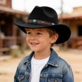thumbnail image 2 of 3-8 Years Kids Hat Toddler Boys Cowboy Hat, 2-8t Western Hat for Kids, Hatband Baby Hat Cowgirl Hat Western Cowboy Hat Dance Hat,Black, 2 of 5