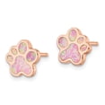 thumbnail image 3 of FJC Finejewelers 925 Sterling Silver Rose-tone Created Opal Inlay Pawprint Post Earrings 11 x 12 mm, 3 of 6