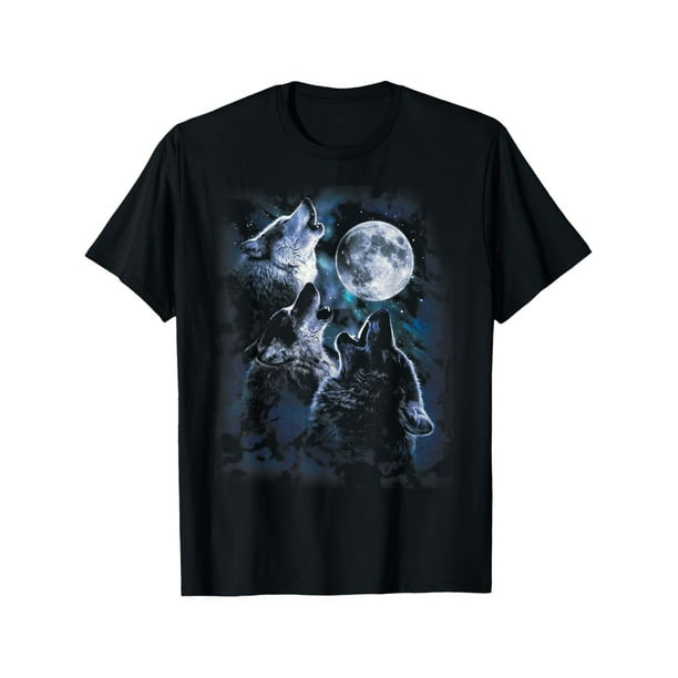 Camiseta de lobo aullando a la luna para hombres amantes de los lobos y la vida silvestre