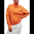 thumbnail image 2 of Suéteres de Cuello Alto para Mujer, Corte Holgado, para Otoño e Invierno. Naranja Rojo M, 2 of 9