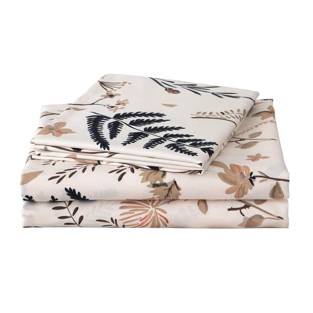 Juego de sábanas JSD de microfibra tamaño queen con estampado floral 4 piezas