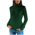 thumbnail image 2 of Olyvenn Womens Tunic Tight High Neck Sweater Raglan Sleeve Long Sleeve Blouse Twisted Knit Stylish Solid Tees Stand Collar Turtleneck Winter Tops Formal Comfy Slim Fit Casual Pullover Green 10, 2 of 6
