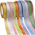 thumbnail image 1 of 10 Rolls 3/5 Inch Width Metallic Glitter Ribbon for Holiday Wedding Party Decoration Gift Wrapping, 1 of 7