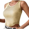 thumbnail image 6 of Wycnly Womens Tank Tops Soft Knitted Ribbed Going out Vest Cropped Tops Summer Fashion Plain Round Neck Sleeveless Shirts Blouse Khaki l, 6 of 7