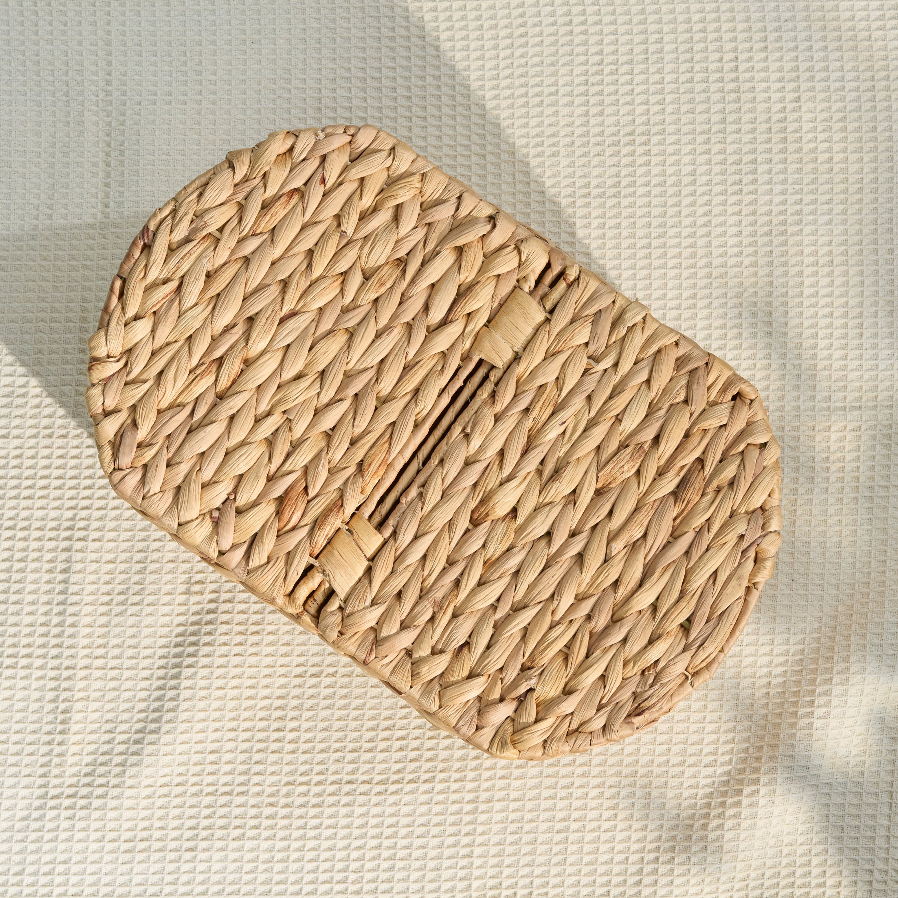 Abbot Water Hyacinth Woven Brown Oval Kitchen and Picnic Basket