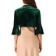 thumbnail image 3 of CHAQUETA DE VELVET PARA MUJER INSPIRE CHIC, MANGA 3/4, FRONTAL ABIERTO, CON VOLANTES, CHAQUETA CORTA TALLA M VERDE OSCURO, 3 of 5