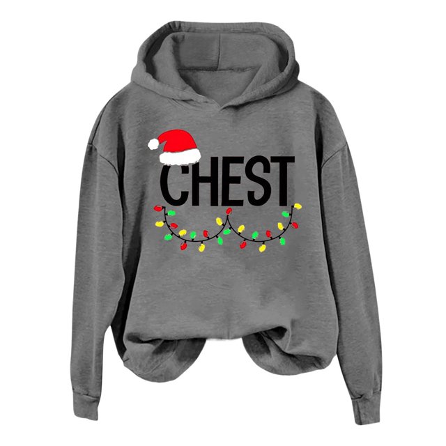 WILLBEST Sudadera de Mujer con Estampado Navideño de Pecho y Nueces, Manga Larga, Estilo Casual y Holgado Mediana