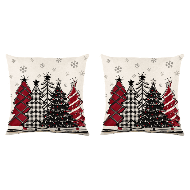 Fundas Almohada Navideñas Funda Decorativa Lino Cojín para Sofá (A)