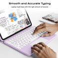 thumbnail image 7 of Aoub Touchpad Keyboard Case for iPad A16 11th Generation / iPad 10th Generation 2025/2022 with Backlit, Magnetic Detachable Wireless Bluetooth Keyboard Case, Light Purple, 7 of 7