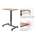 thumbnail image 4 of Mobile Laptop Desk Pneumatic Sit to Stand Table Height Adjustable Rolling Cart with Lockable Wheels for Home Office Computer Workstation 28" x 19" Brown Round Edge Design Elegant, 4 of 17