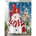 thumbnail image 2 of Fsddascl Christmas Shower Curtain Set - 48" x 72" Washable Bathtub Curtain with 12 Hooks, Blue Winter Snowman Xmas Snowflake Pine Tree Waterproof Fabric Stall Shower Curtains for Bathroom/Bathtub, 2 of 6