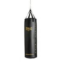 Everlast Heavy Leather Punching Bag, 80 lb, Black & Gold