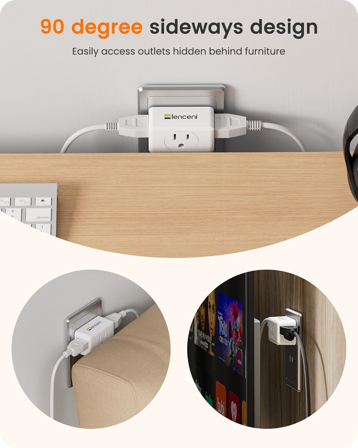 3 Prong to 2 Prong Adapter, Plug Extender, Wall Plug Splitter with 3 AC Outlets, Travel Power Adaptor for US to Japan Japanese Philippines-Type A, Cruise Ship Approved, 4 Pack