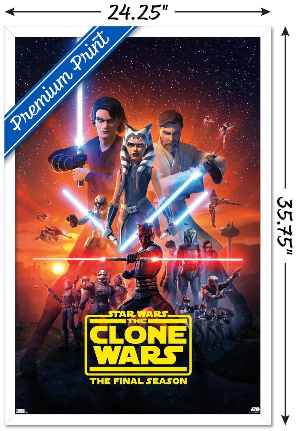 Star Wars: The Clone Wars - Season 7 Key Art Wall Poster with Push Pins, 14.725" x 22.375"
